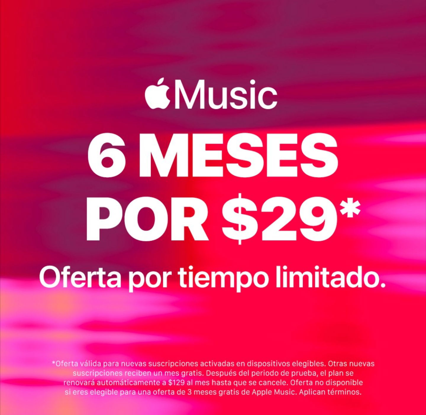 Anuncio de oferta Apple Music en México