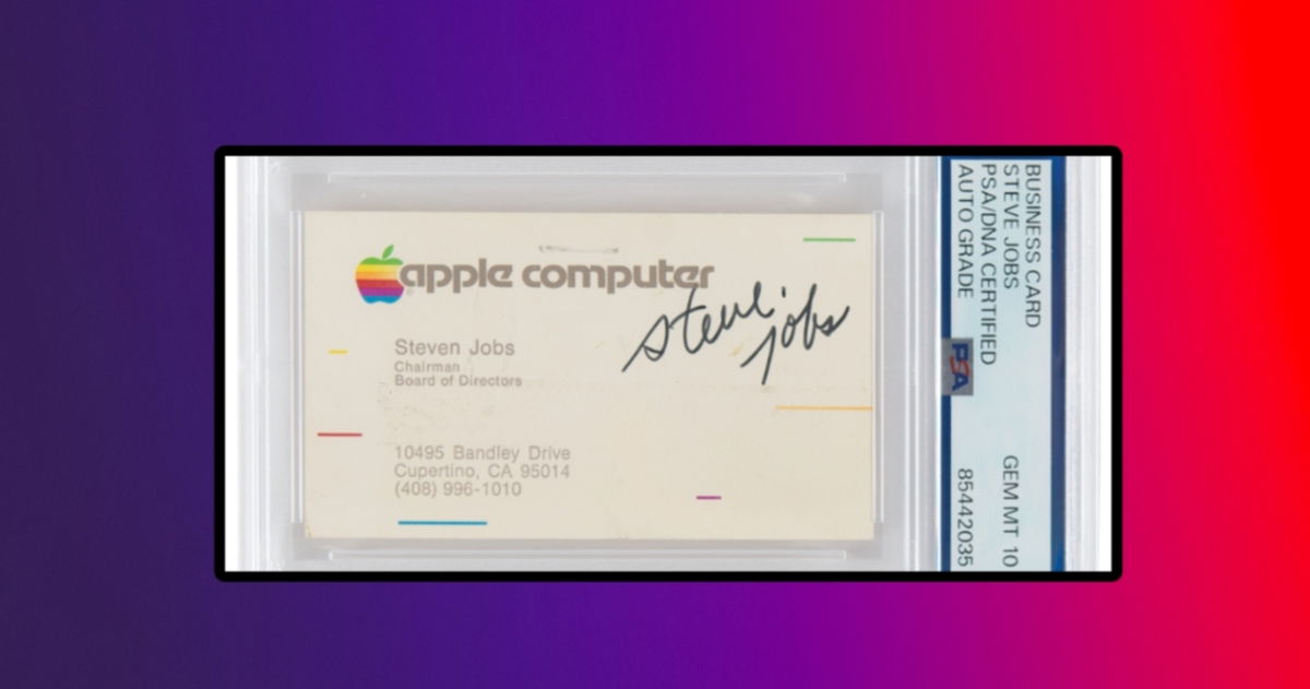 Subastan una tarjeta de Apple Computer firmada por Steve Jobs por más de 100.000$