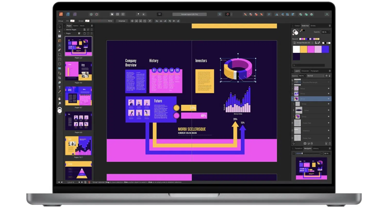 Software Affinity Publisher en un MacBook Pro