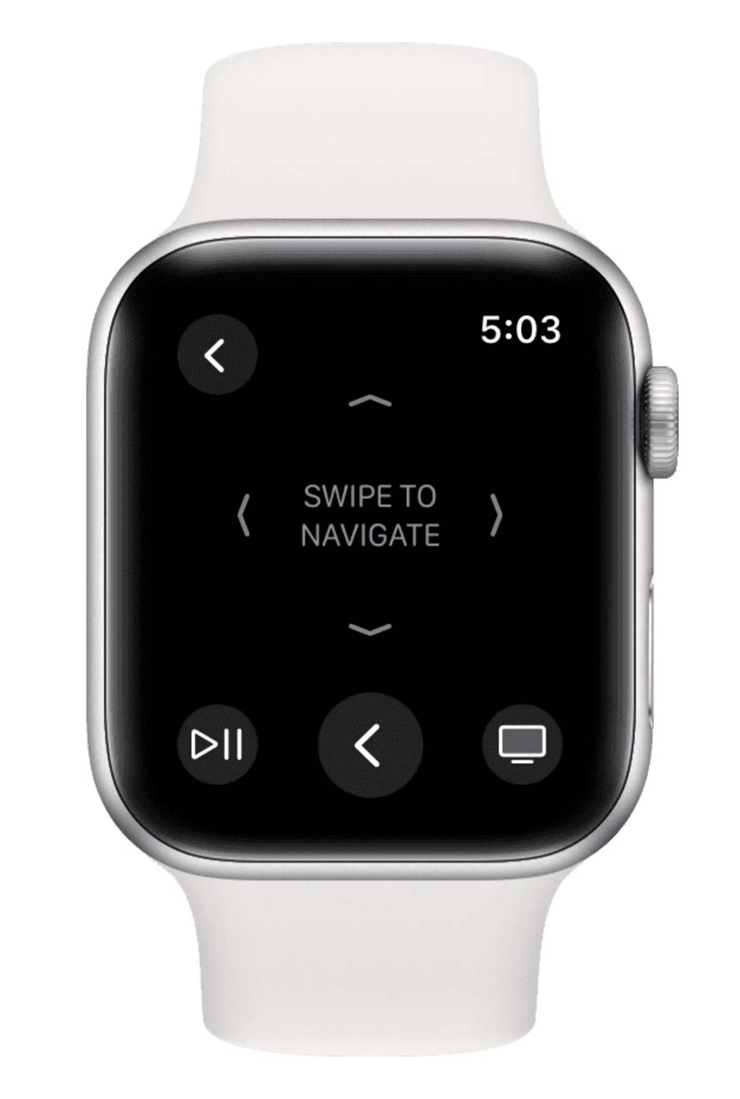 Controles de un mando de Apple TV en watchOS