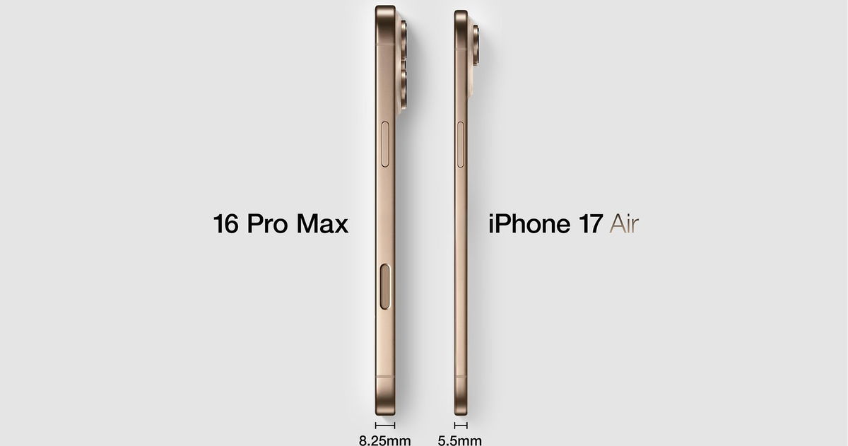 El iPhone 17 Air es sorprendentemente delgado comparado con los iPhone 16