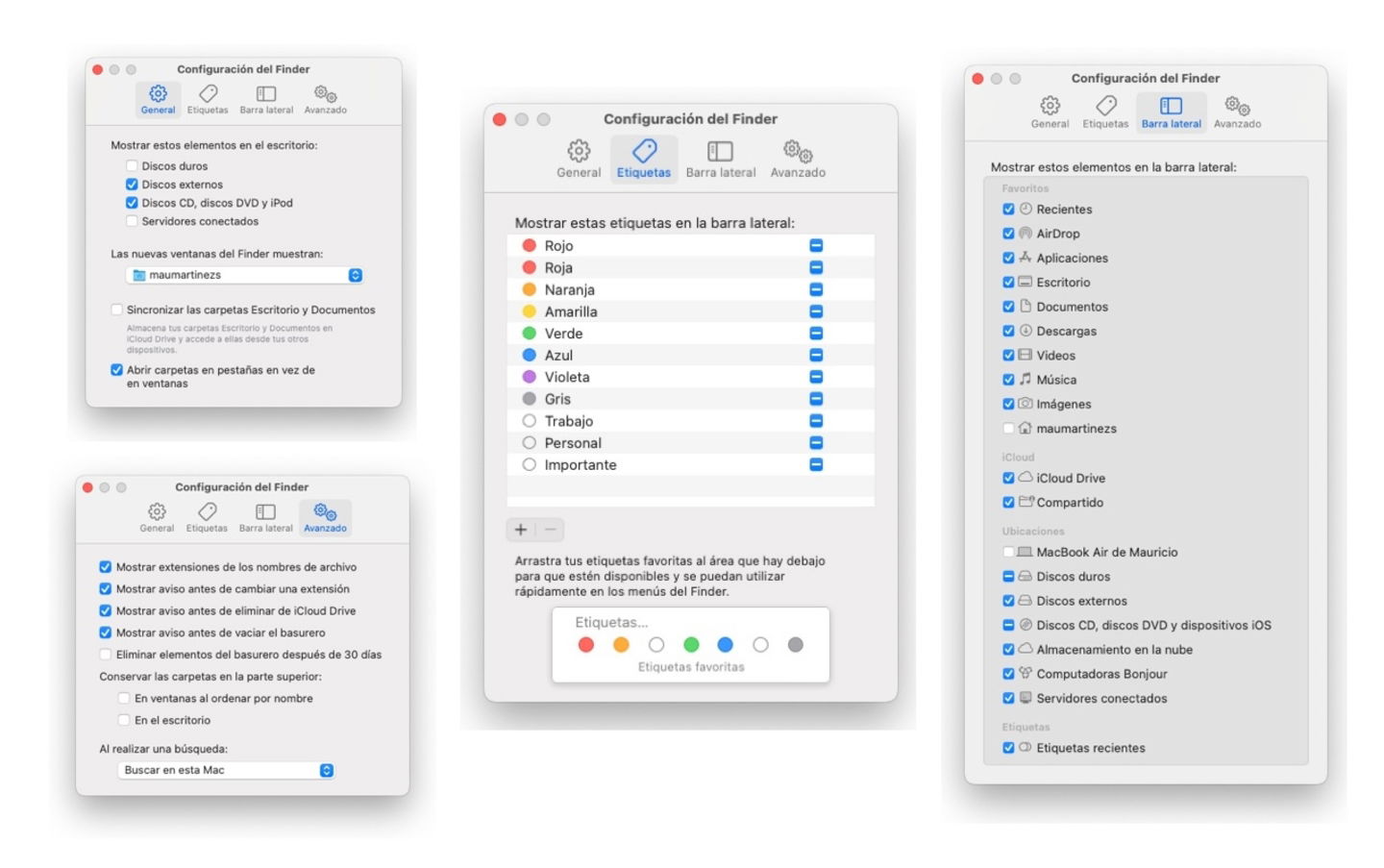 Finder y sus ajustes