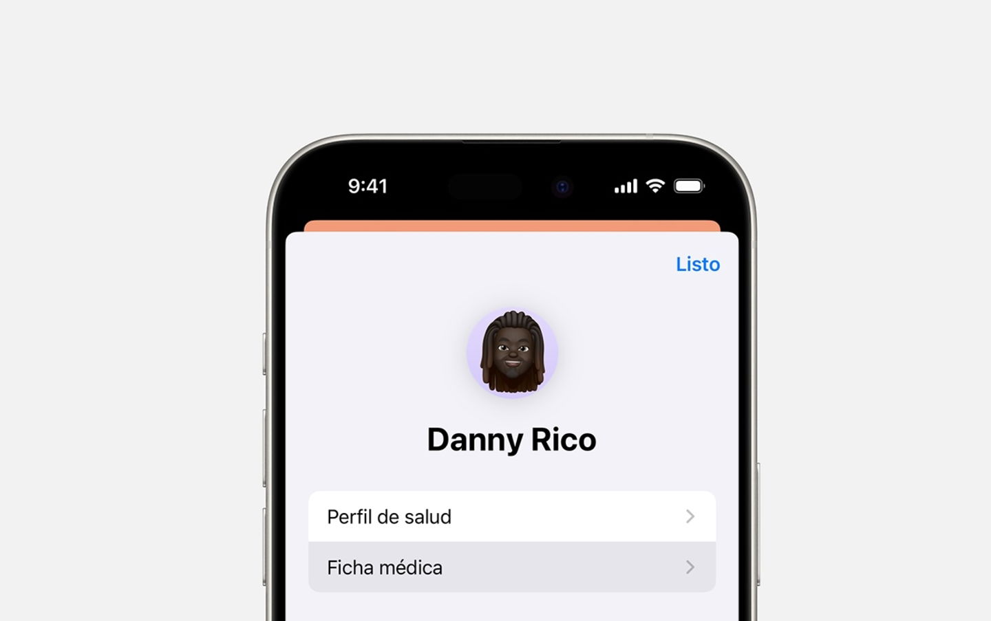 Perfil de salud y Ficha médica en la app Salud