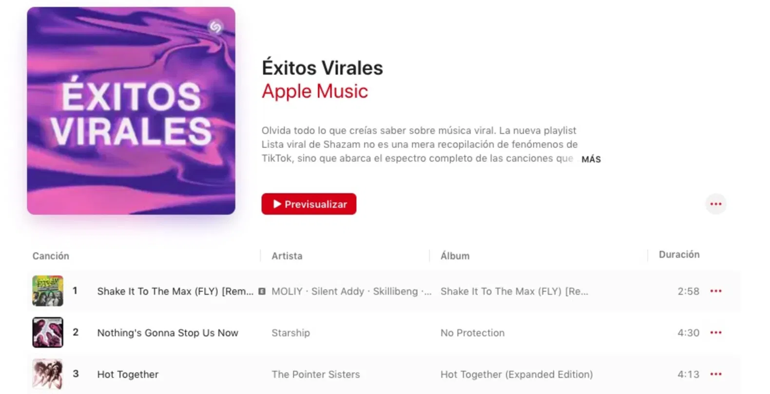 Nueva lista de reproducción Apple Music de Shazam