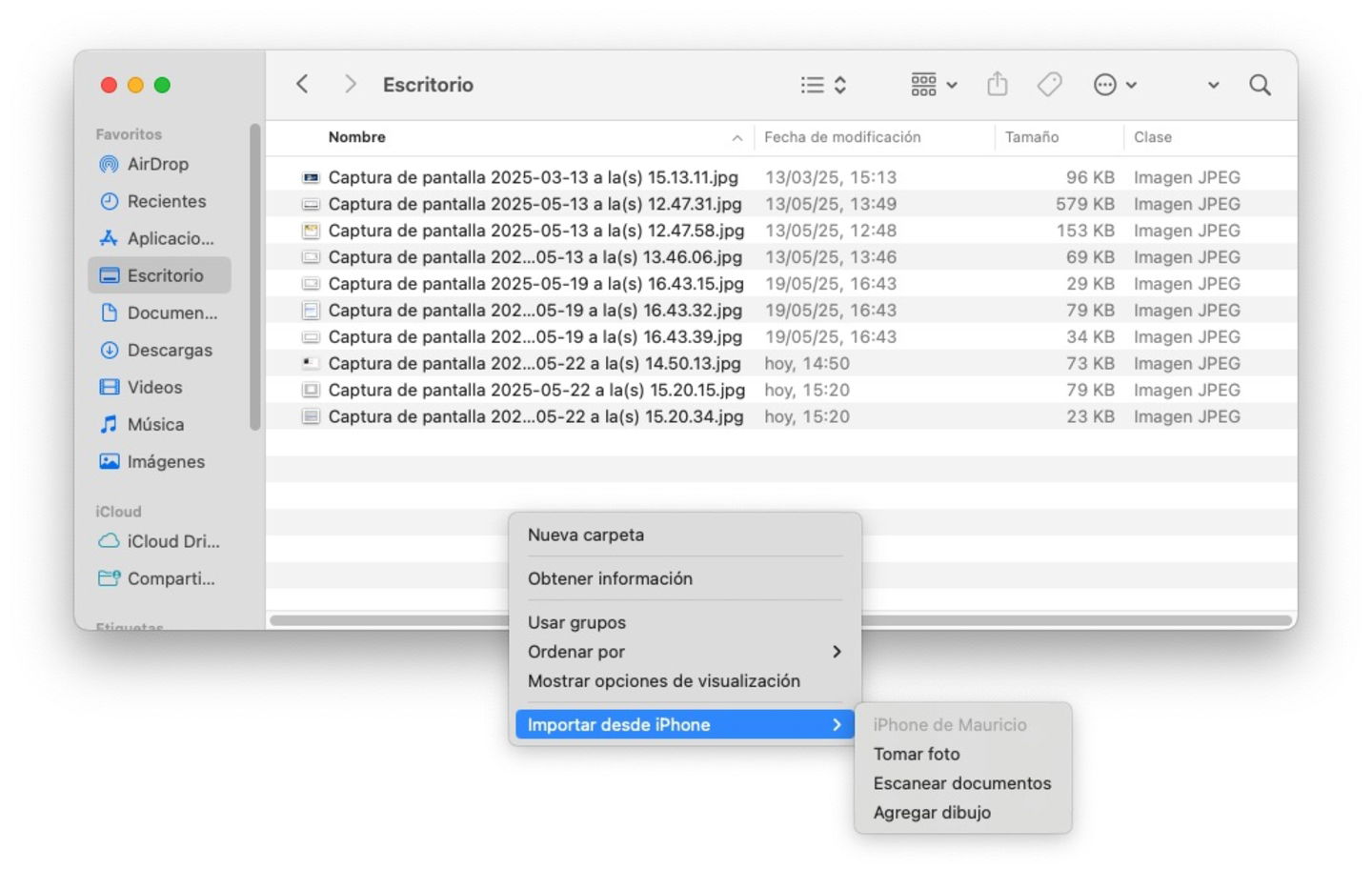 Importar desde un iPhone o iPad