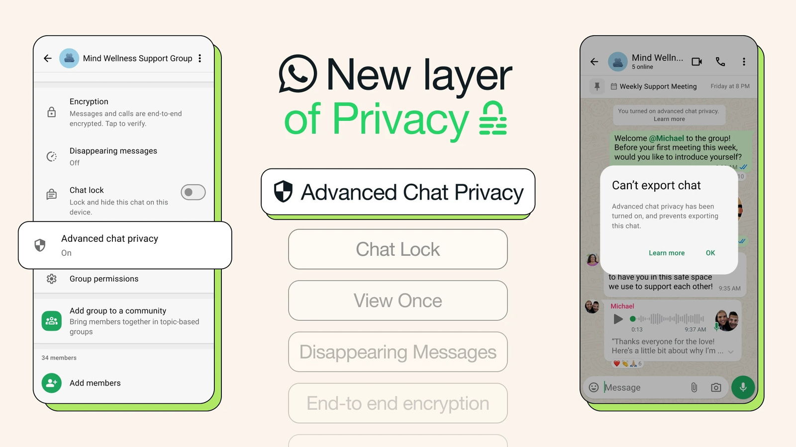 Funciones de privacidad en WhatsApp