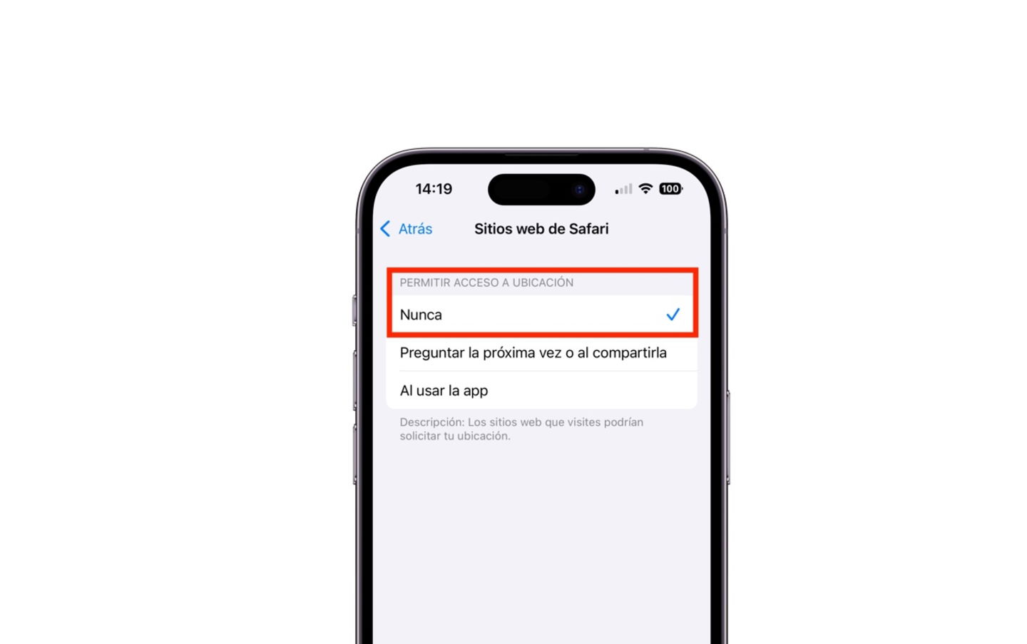 Ajustes de Ubicación en Safari