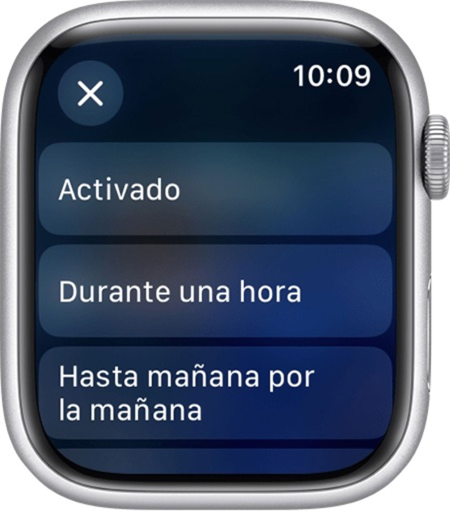 Menú de silencio en Apple Watch