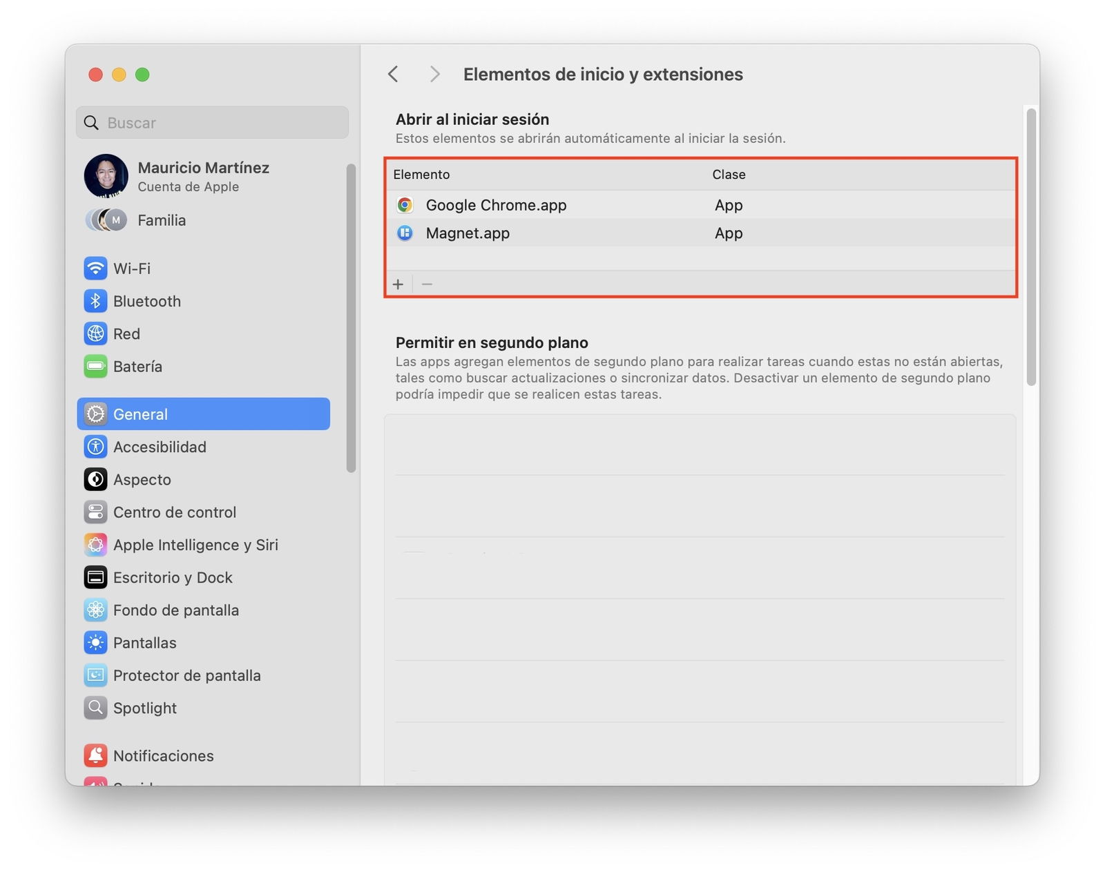 Ajustes de macOS, General