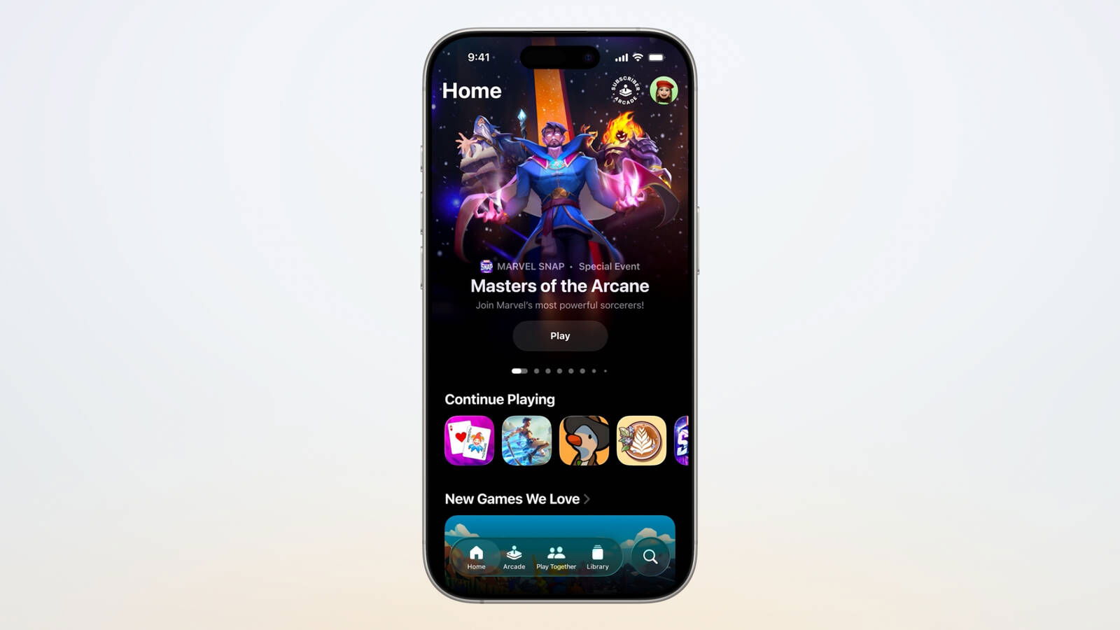Interfaz de la app Juegos