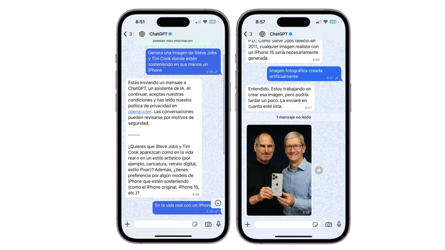 Conversación con ChatGPT en WhatsApp