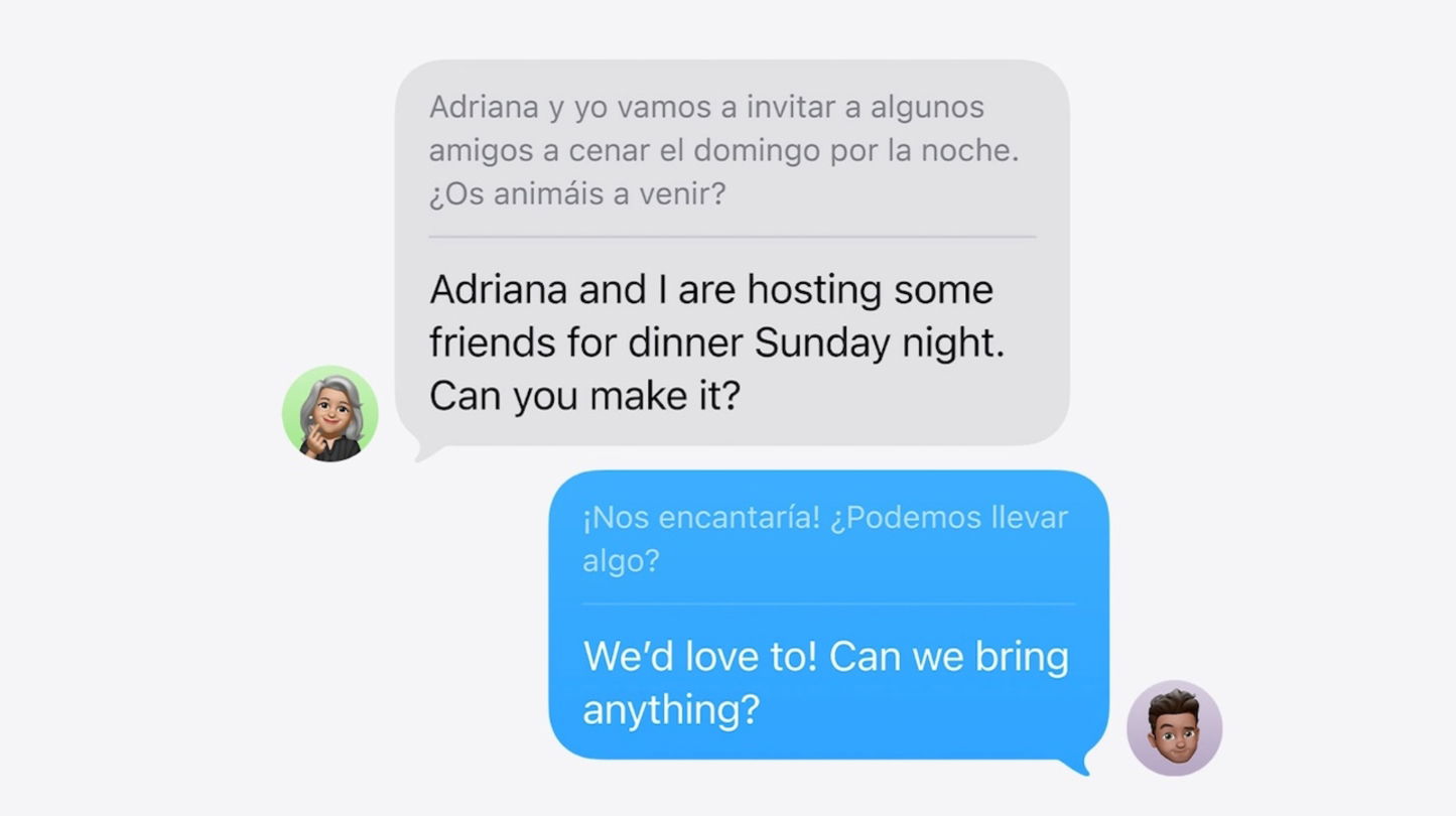 Traducción en vivo en Mensajes