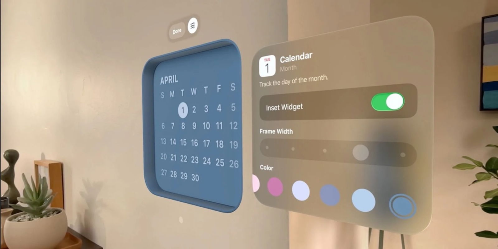 Configuración del widget en visionOS 26