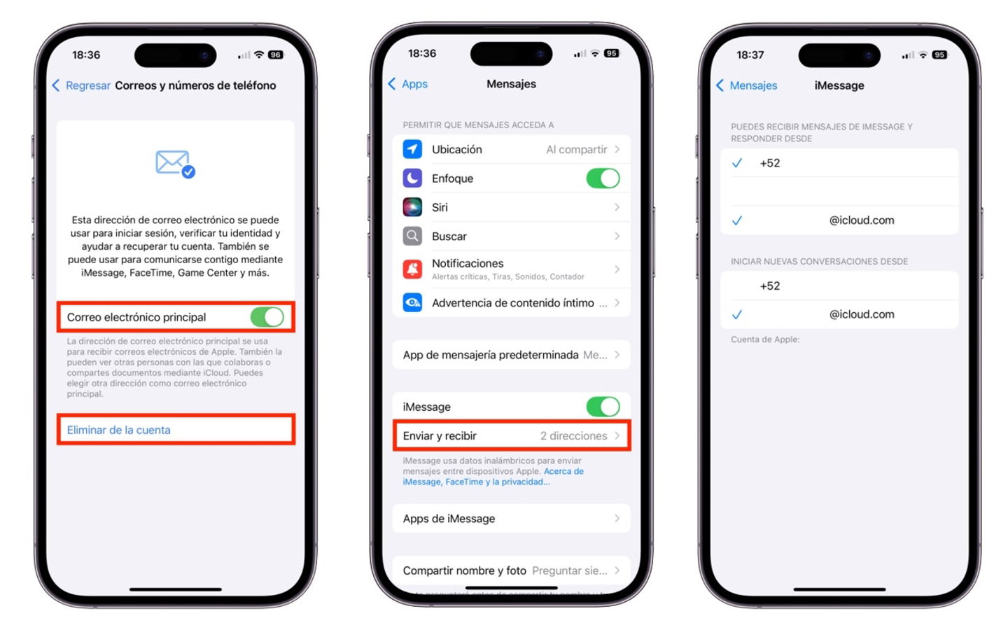 Ajustes de cuenta de Apple