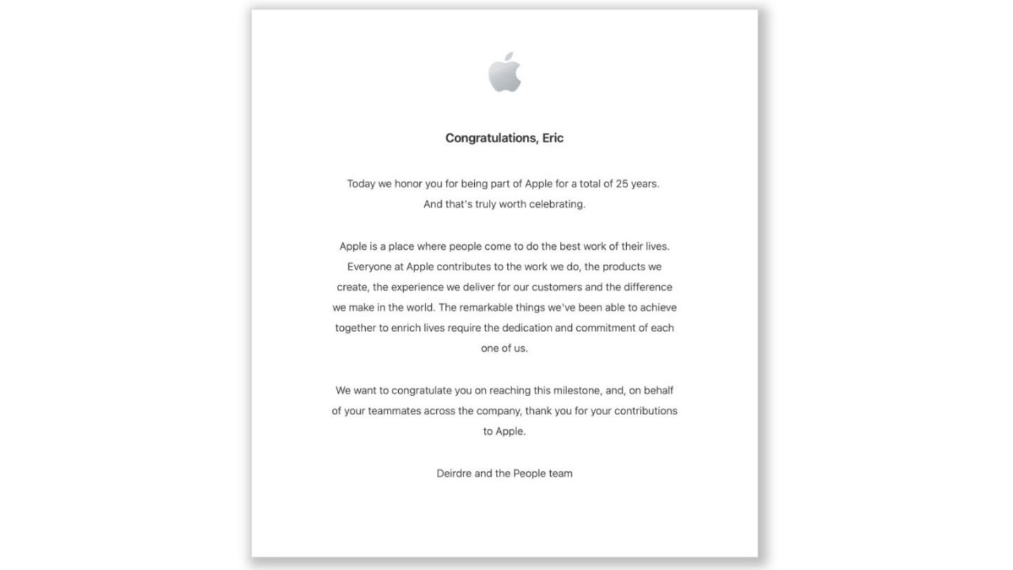 Carta de Apple a empleado