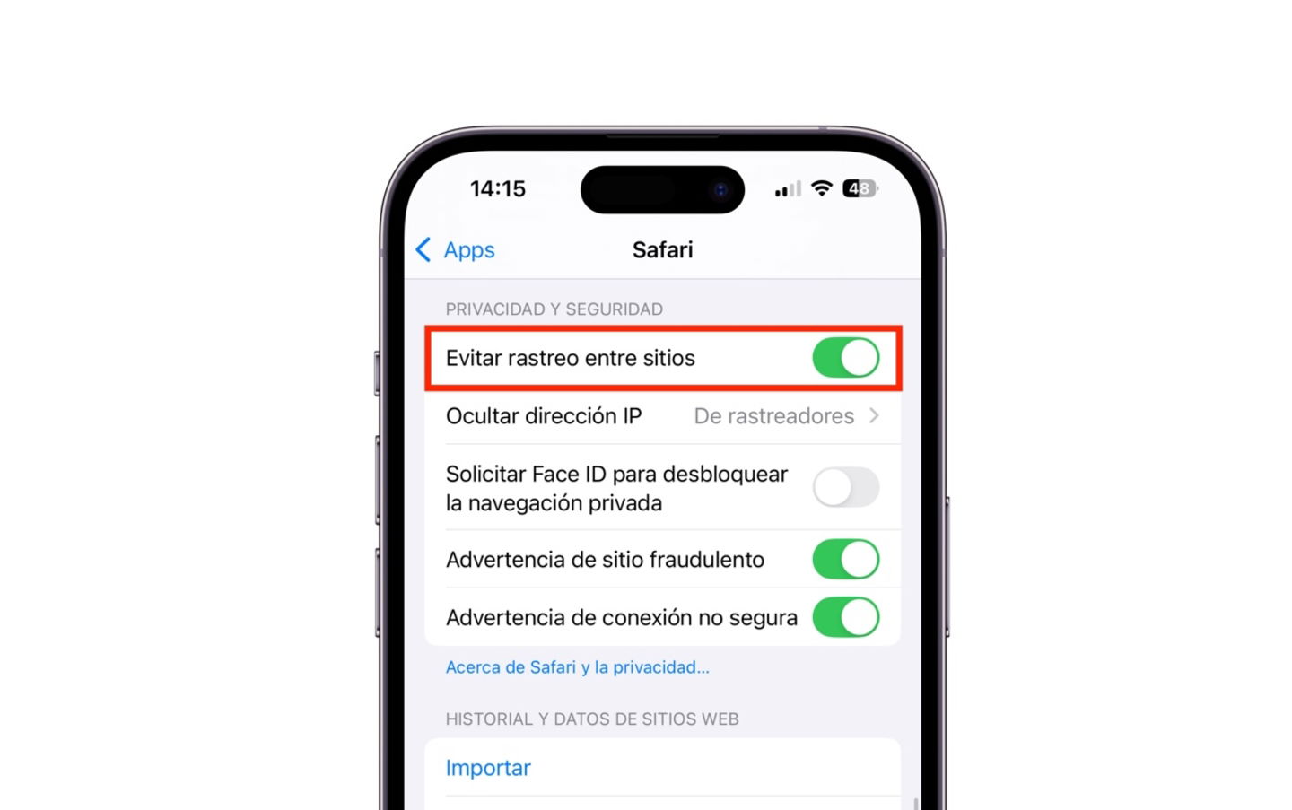 Ajustes de Safari