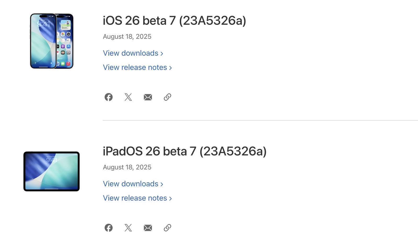 Lanzamientos beta iOS y iPadOS