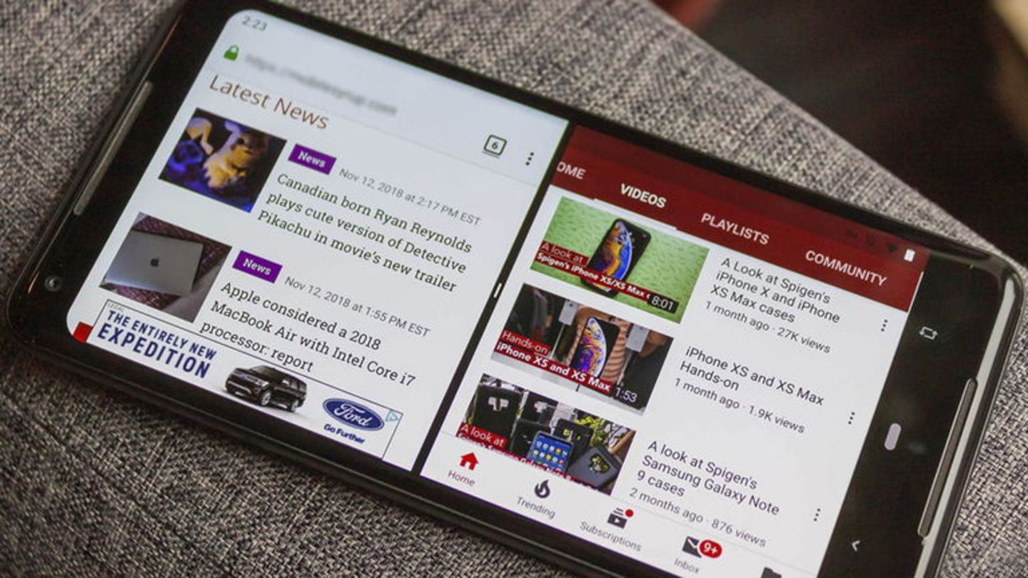 Android divided screen
