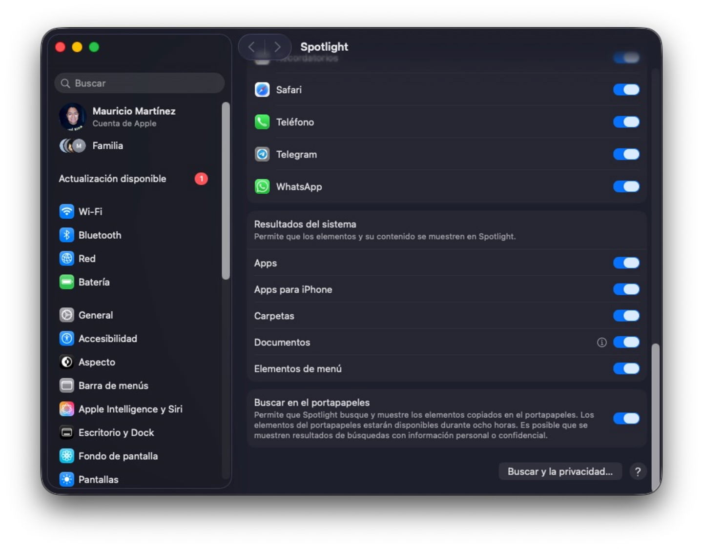 Ajustes de sistema macOS Tahoe