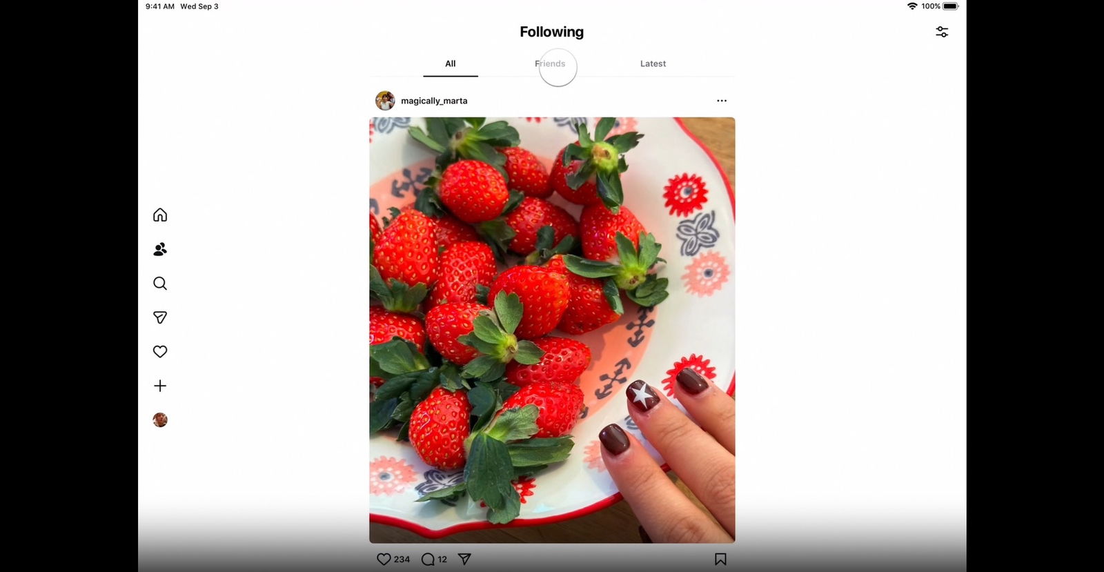 Feed de Instagram en iPad