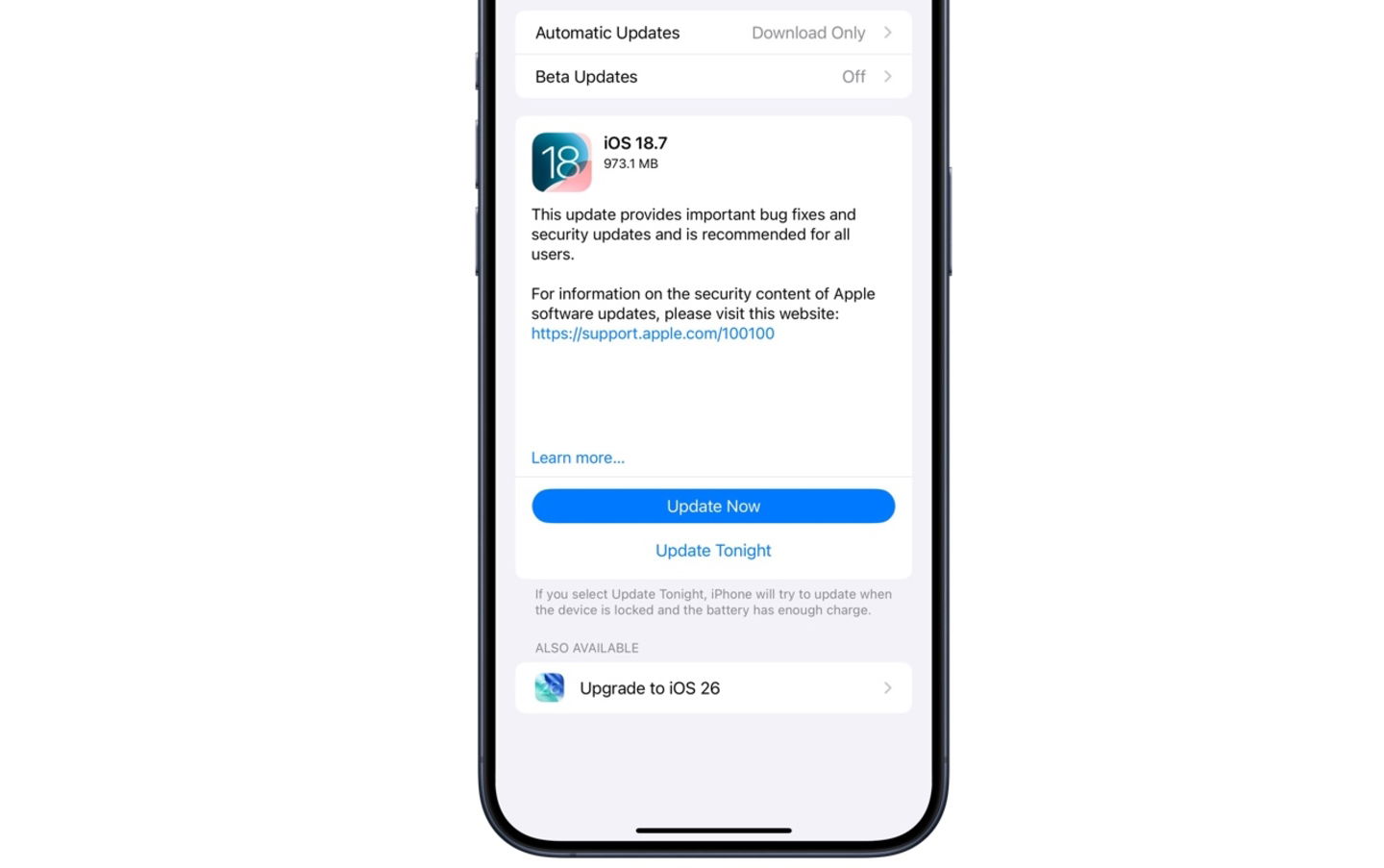 Actualización iOS 18.7