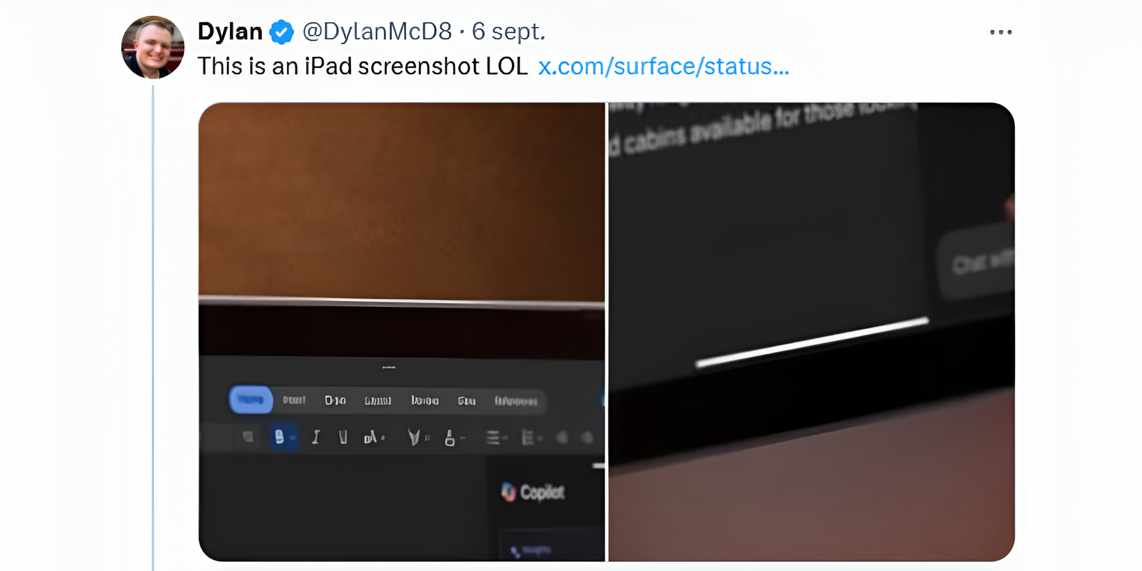 Microsoft utiliza una captura de pantalla del iPad de Apple en un anuncio de Surface