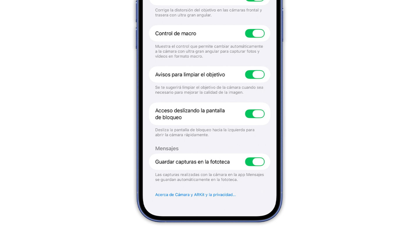 Botón cámara iOS 26.1