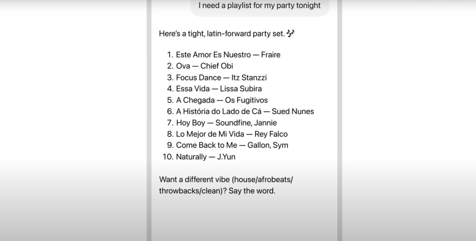 Crear lista de música en ChatGPT