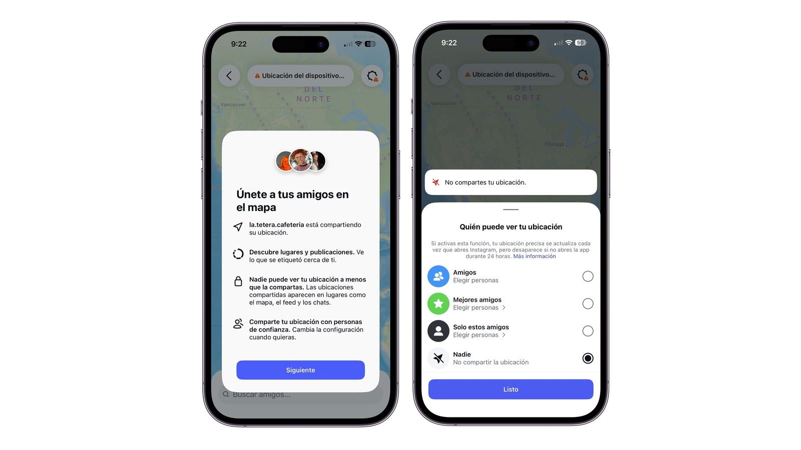 Ajustes de ubicación Instagram