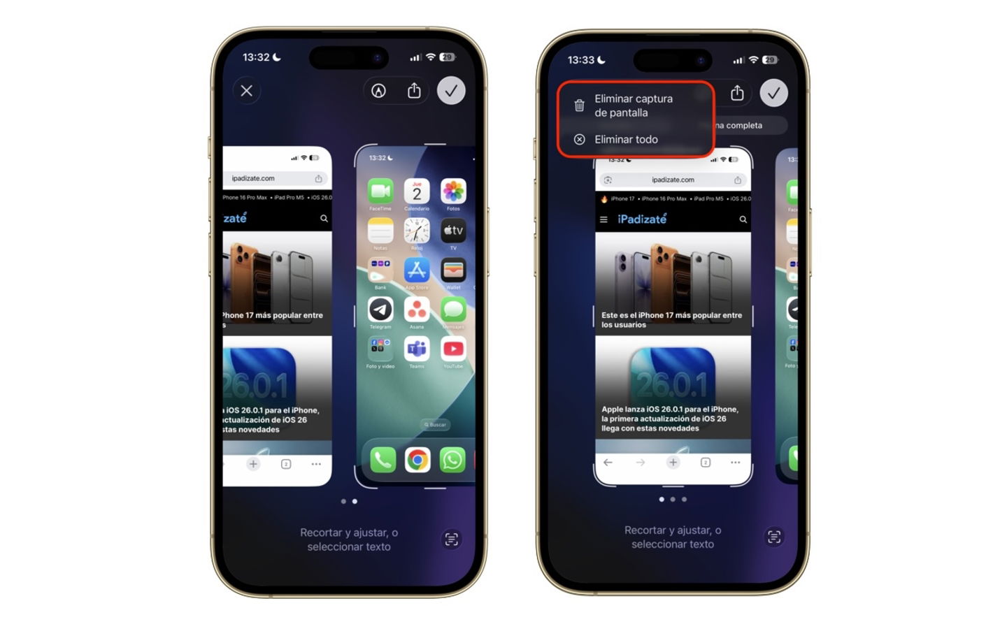 Capturas de pantalla iOS 26