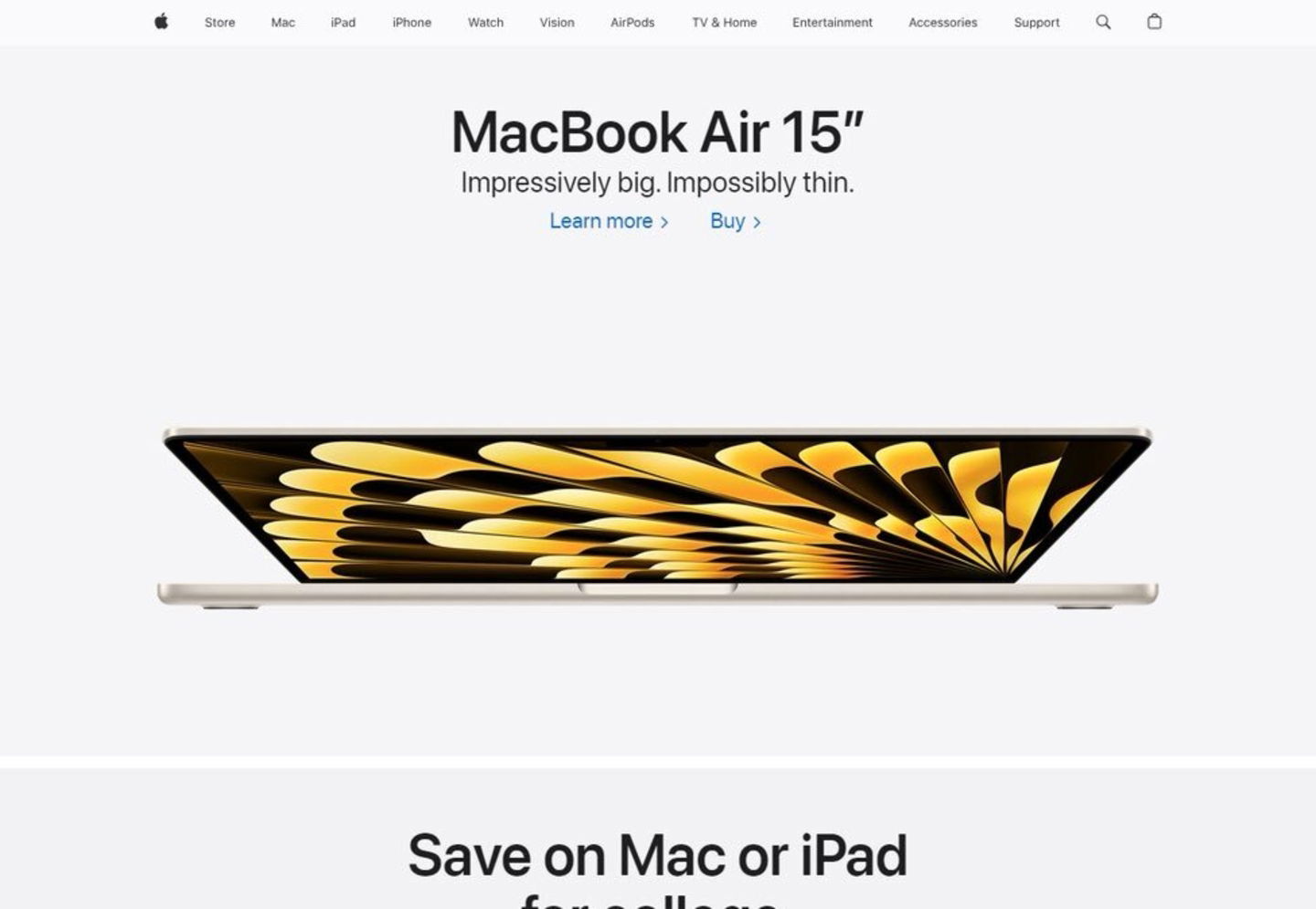 Web de Apple en 2023