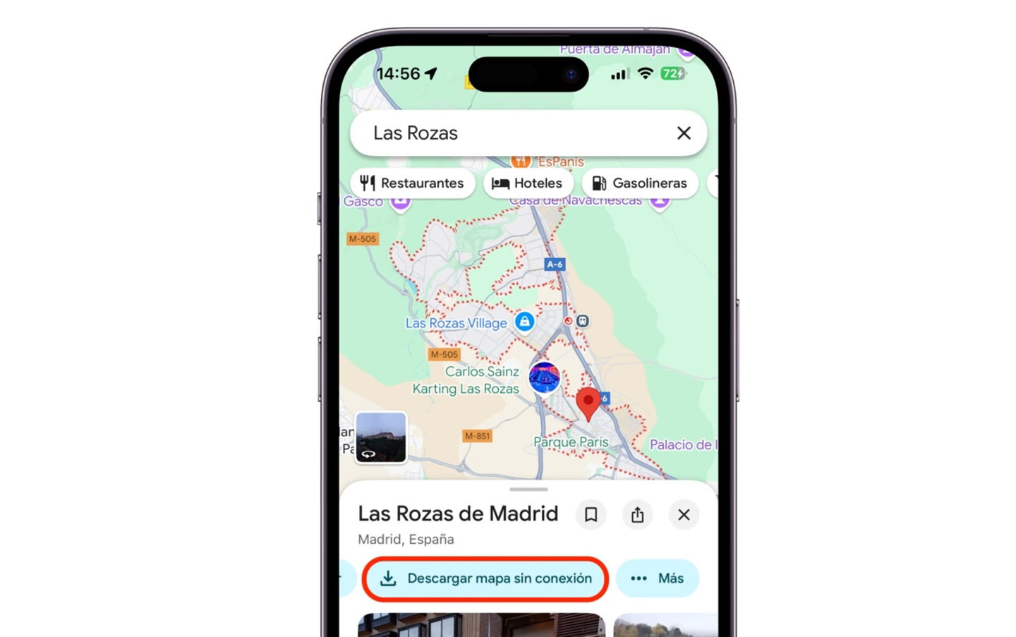 Mapa sin conexión en Google Maps