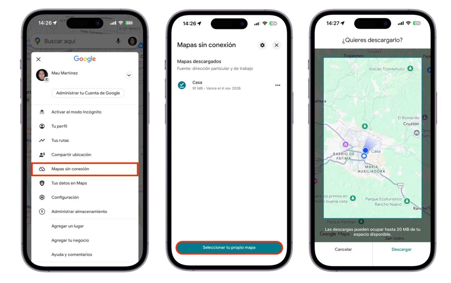 Mapa sin conexión en Google Maps