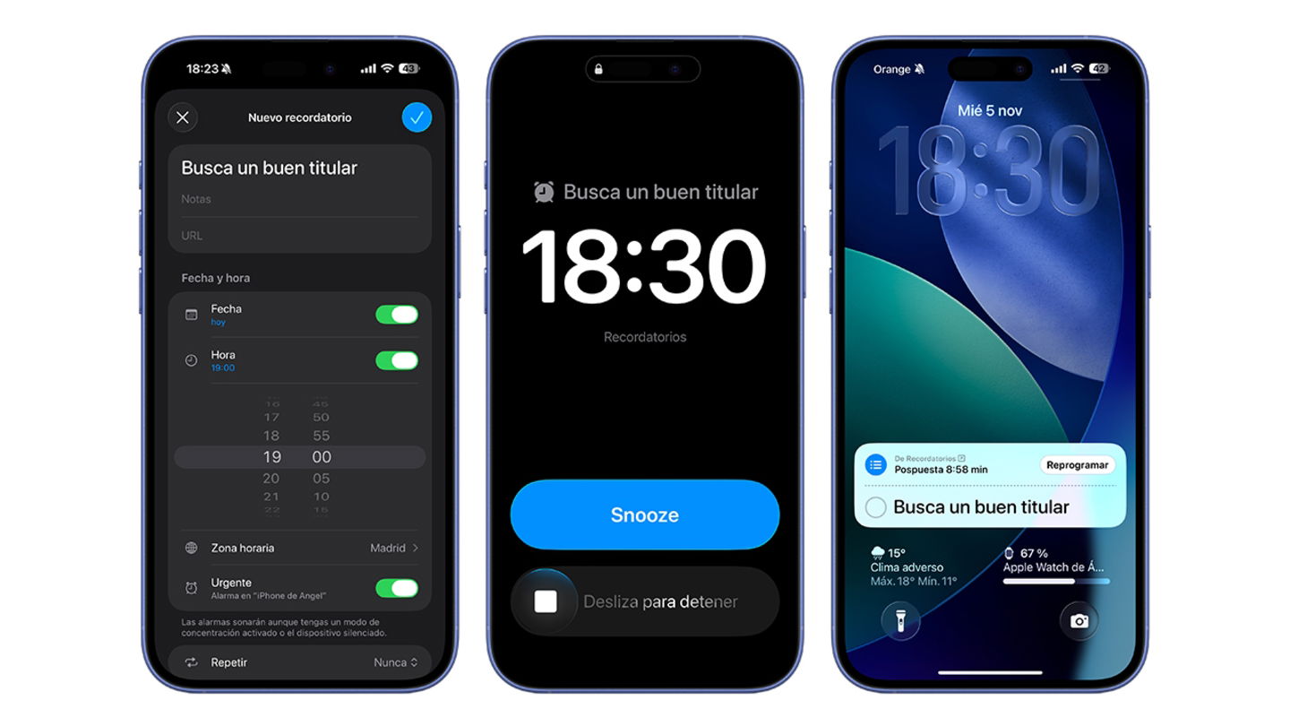 Recordatorio en iOS 26.2