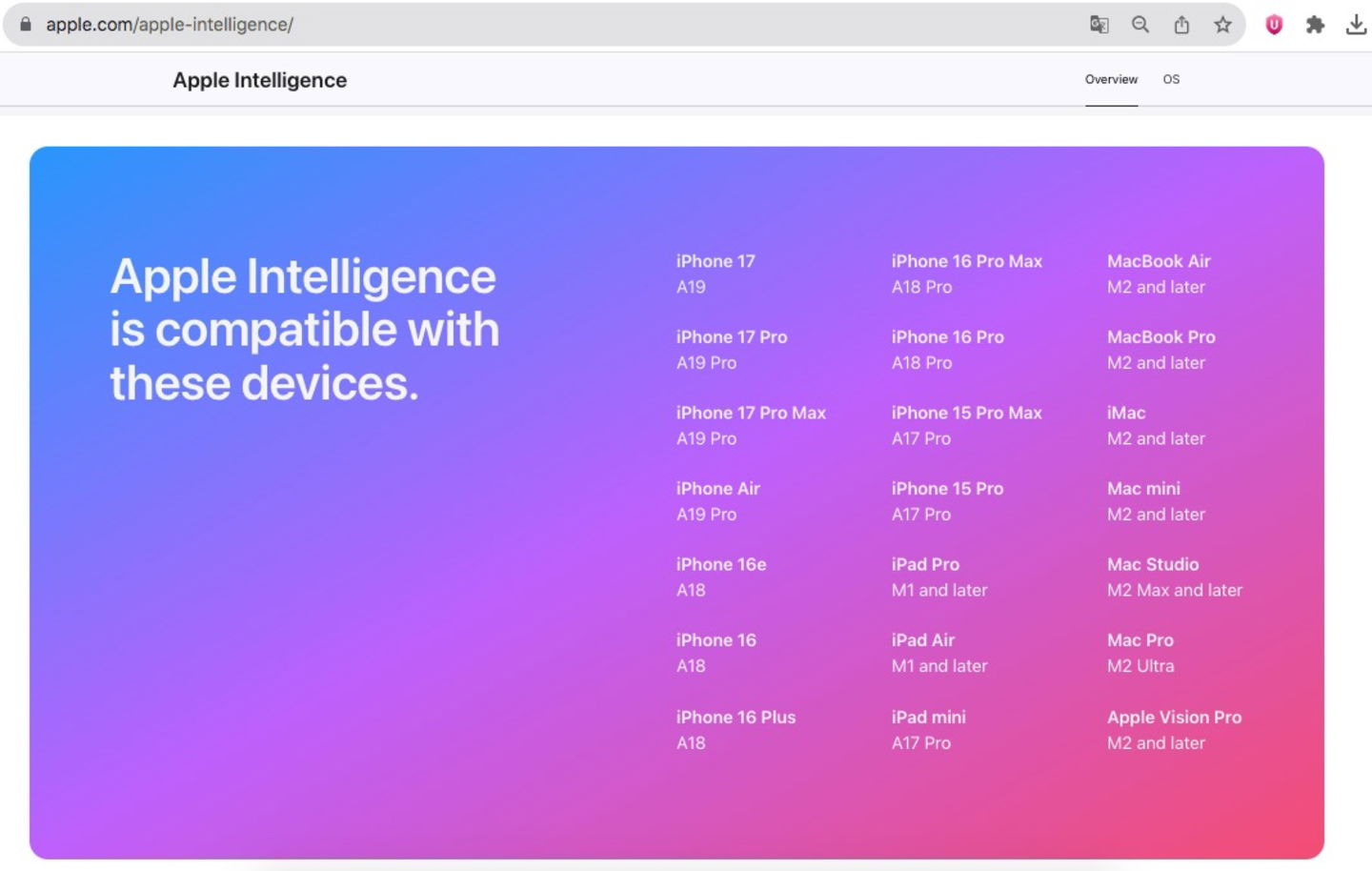 Compatibilidad Apple Intelligence