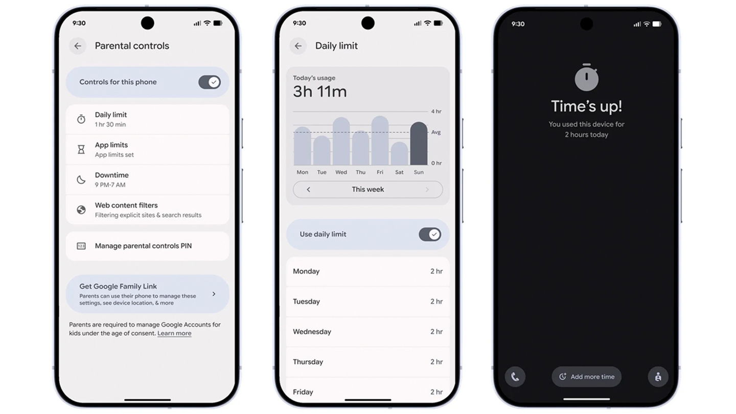 Controles parentales Android 16