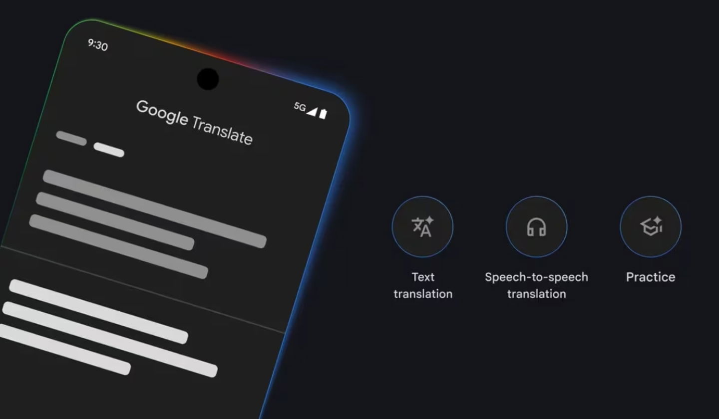 Interfaz de Google Translate con la función Live Translate activada en Android