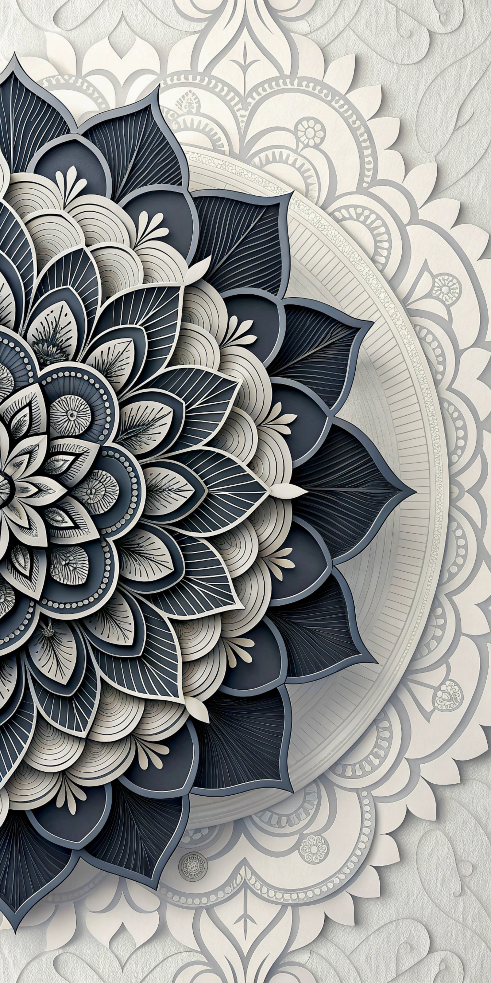 Mandala azul y marfil