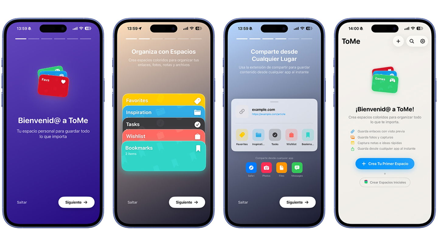 Capturas de pantalla de la app ToMe