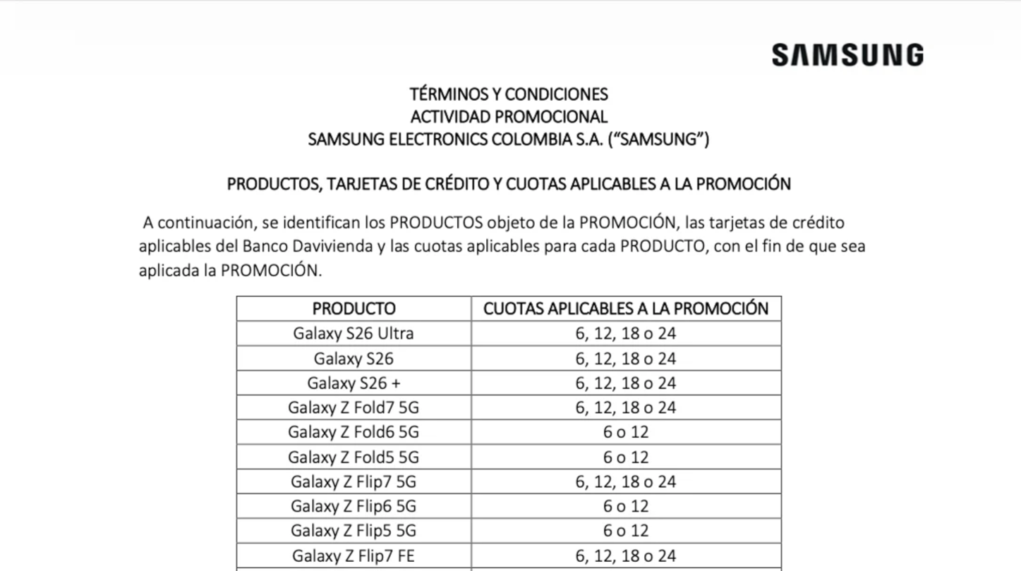 Un documento promocional publicado por Samsung Colombia reveló los nombres oficiales de los próximos Galaxy S26 antes de su presentación oficial.