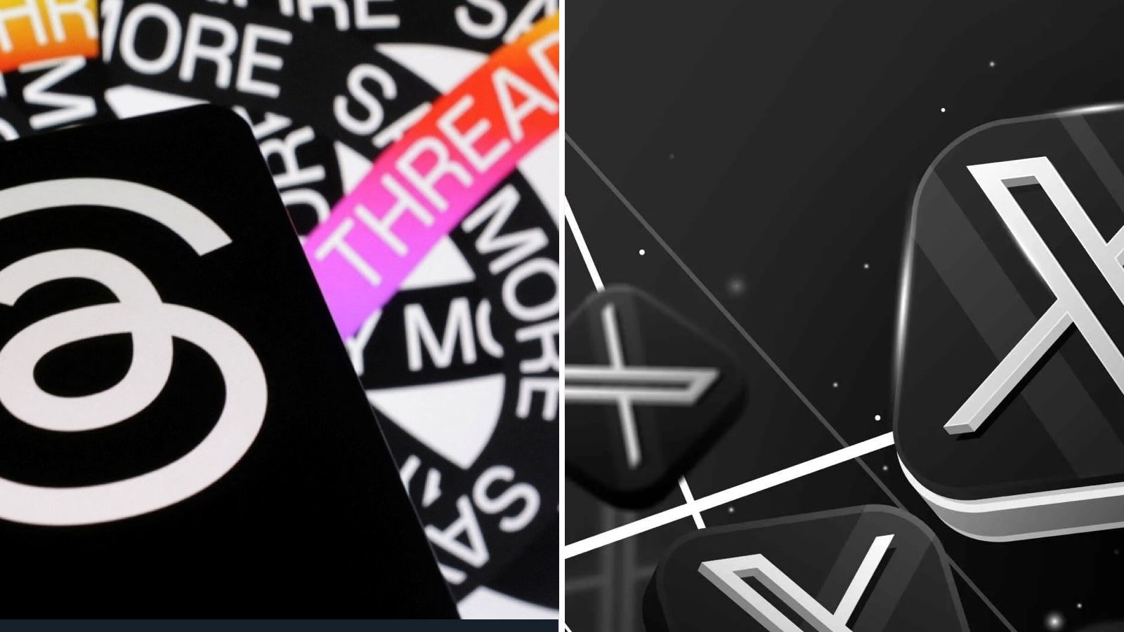 Logos de Threads y X