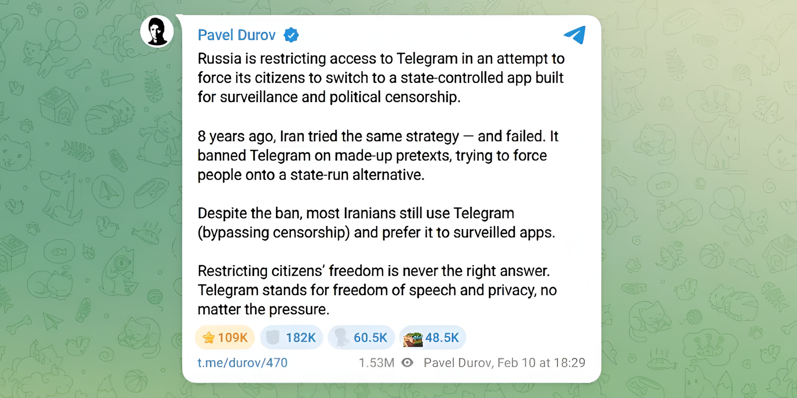 Rusia presiona a Telegram y su CEO se defiende: “defenderemos la libertad de expresión”